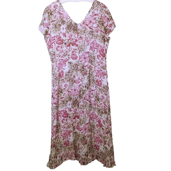 Ronni Nicole Ouida Floral Maxi Shift Dress -16 Ruffle Cap SSL Vneck Animal Pink - Picture 8 of 12